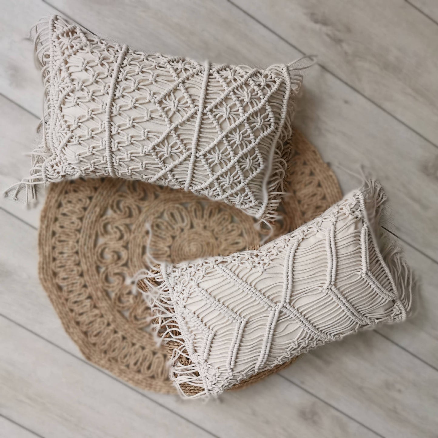 Woven Waist Pillowcase Geometric Abstraction Nordic Style Offwhite 30x45cm