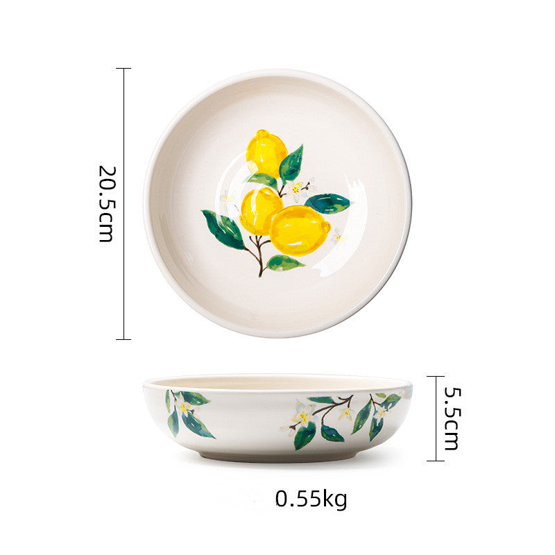 Round Hand Painted Ceramic Dinner Plate 8 Inch for Kitchen & Home Decor