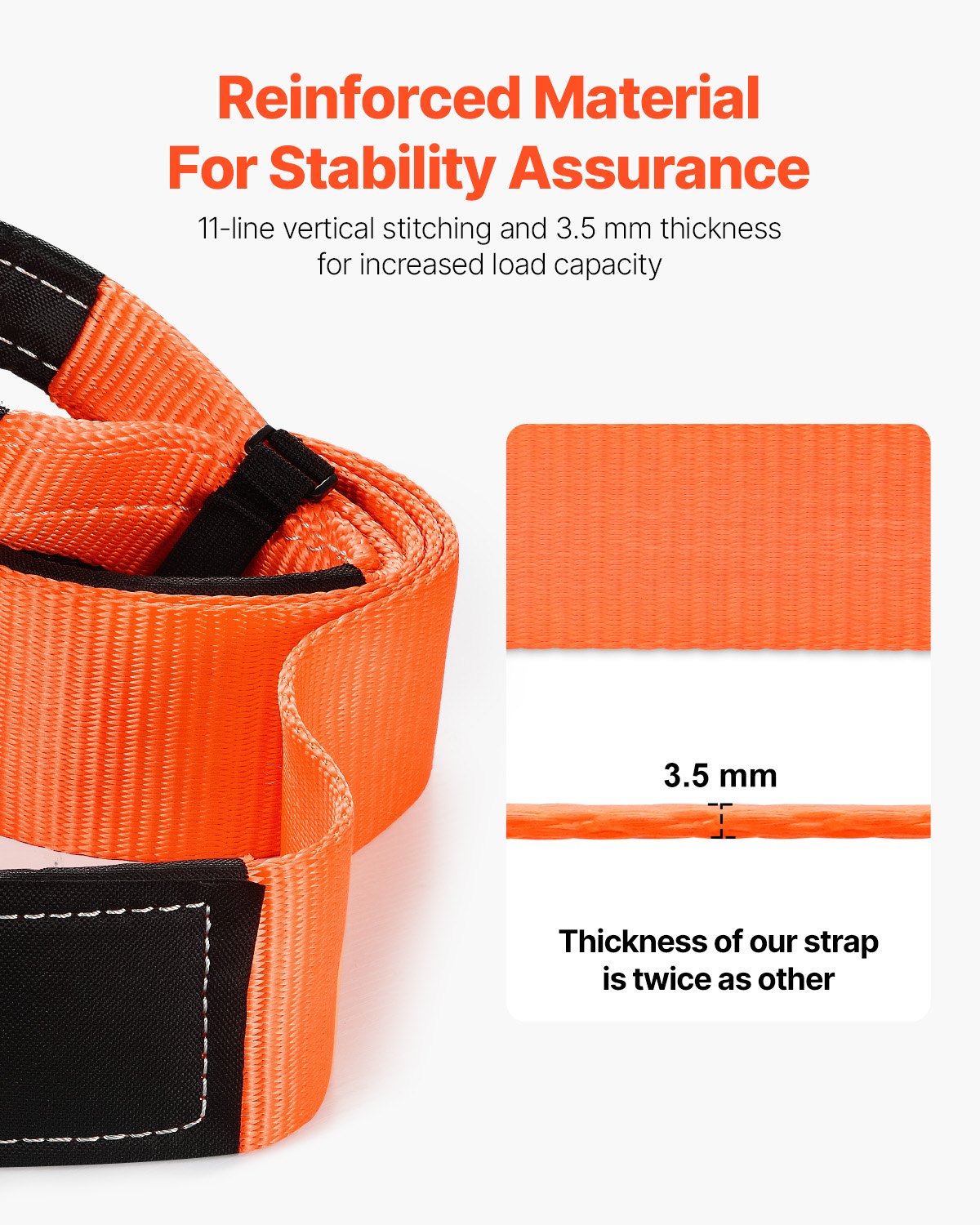 Heavy Duty Tow Rope 36,000 lbs Capacity - 8 ft Emergency Vehicle Tow Strap