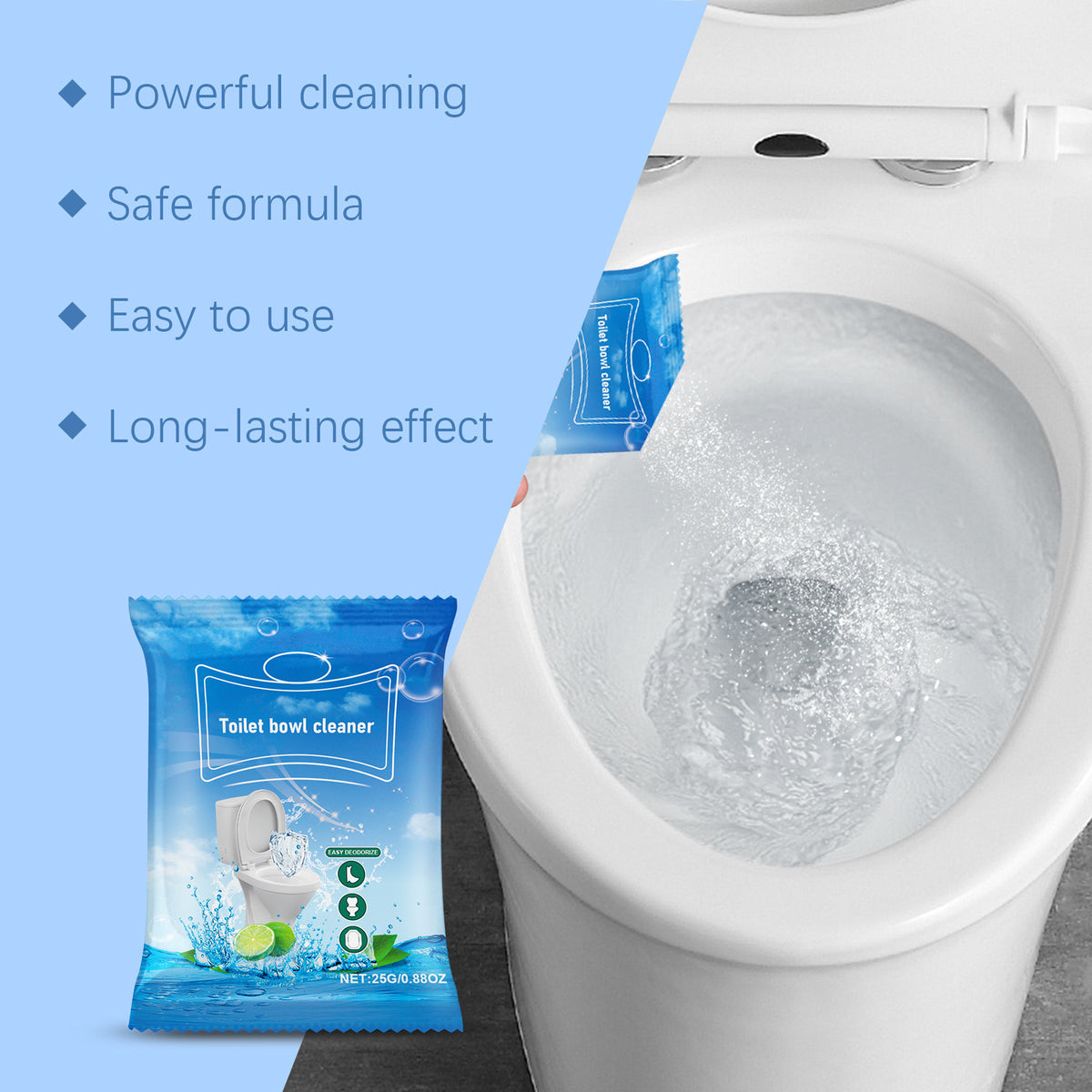 Toilet Cleaning Powder for Bathrooms & Toilets - 150g Foaming Stain & Odor Remover