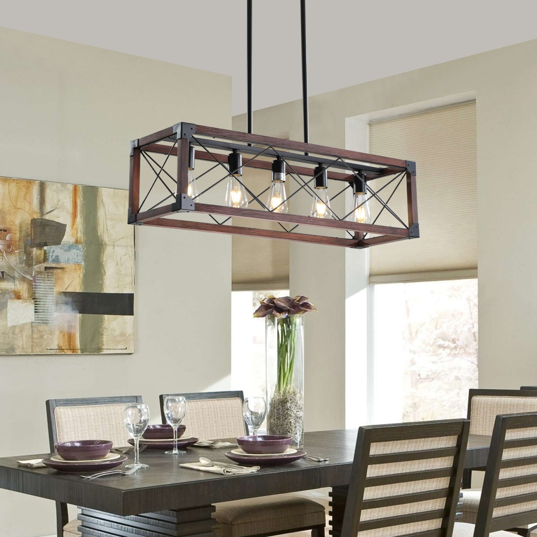 32-inch Redwood Industrial Farmhouse Pendant Light Chandelier