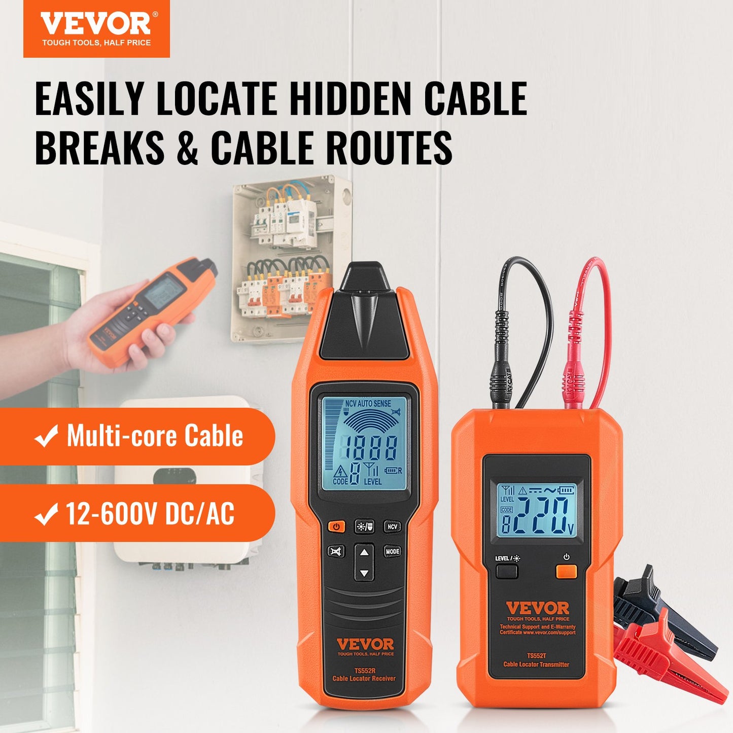 Underground Cable Locator Tool Set - 3FT Detection Depth, 6561FT Range, MultiColor