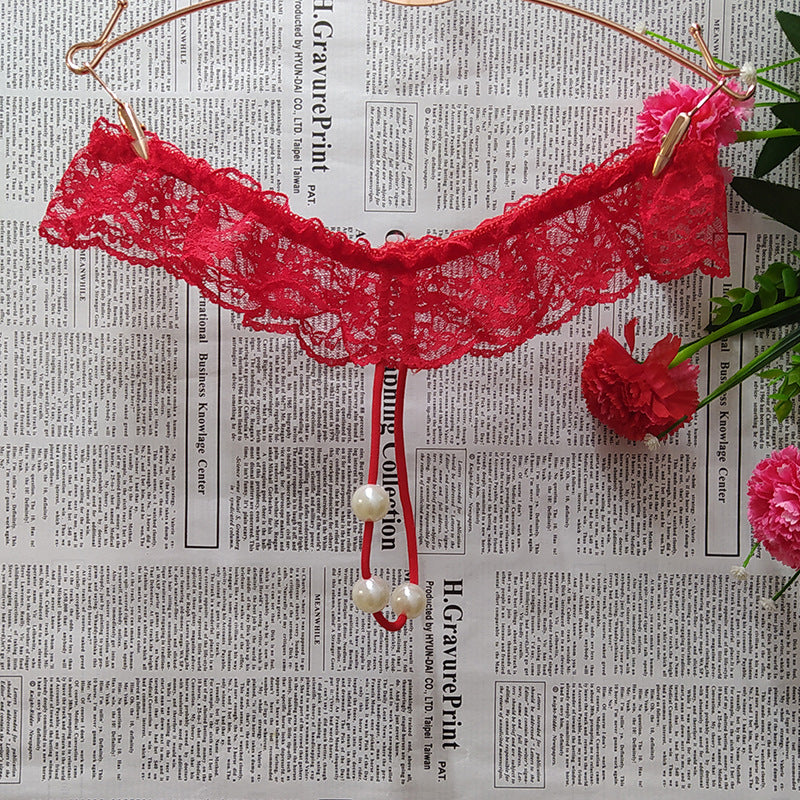 Women's Lace Panties with Bead Massage Beads - Comfortable Underwear