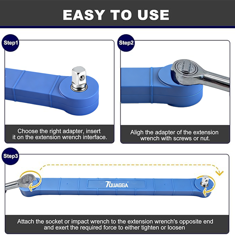 Offset Extension Wrench Set for Impact Tools - 3 Piece, Slim Profile, Heavy Duty