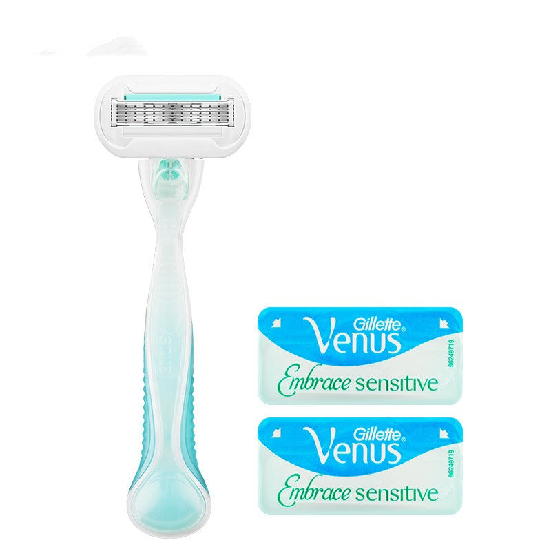 Armpit Shaving Razor with 2 Blade Heads & Holder - Blue