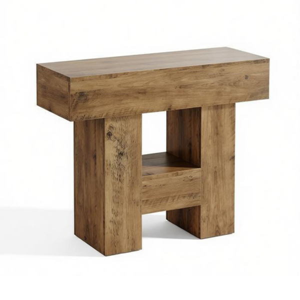 Compact 2-Tier End Table - Rustic Wooden Design