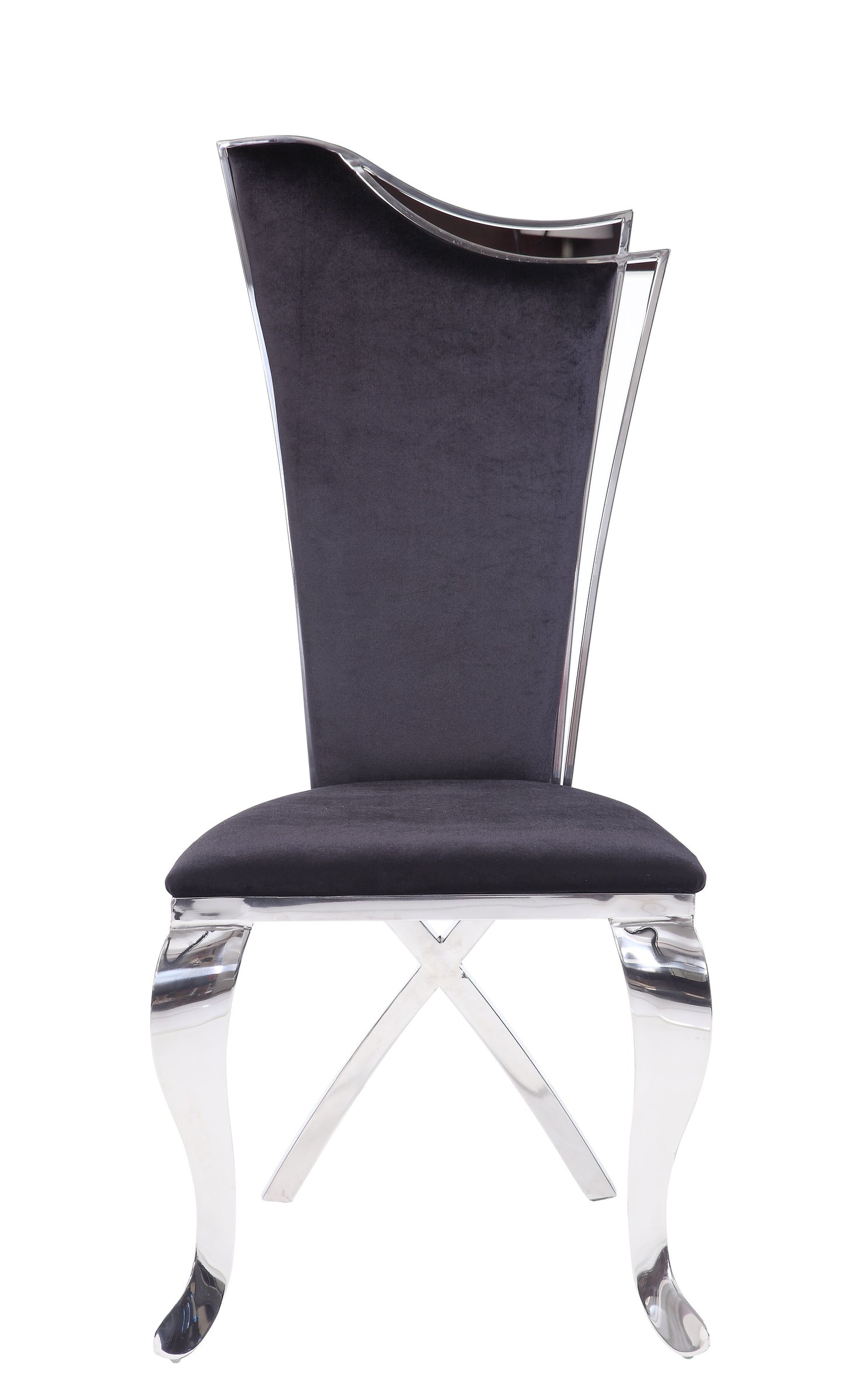 Black Fabric & Stainless Steel Side Chair Set of 2