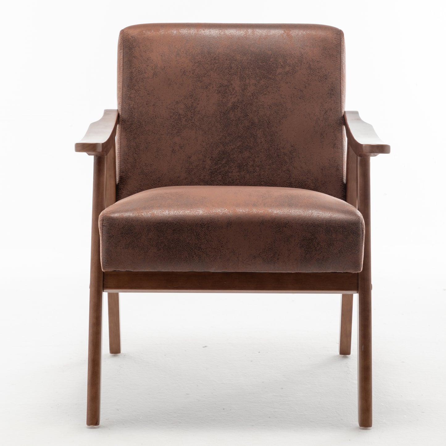 Mid-Century Modern Accent Chair with Solid Wood Frame - Brown