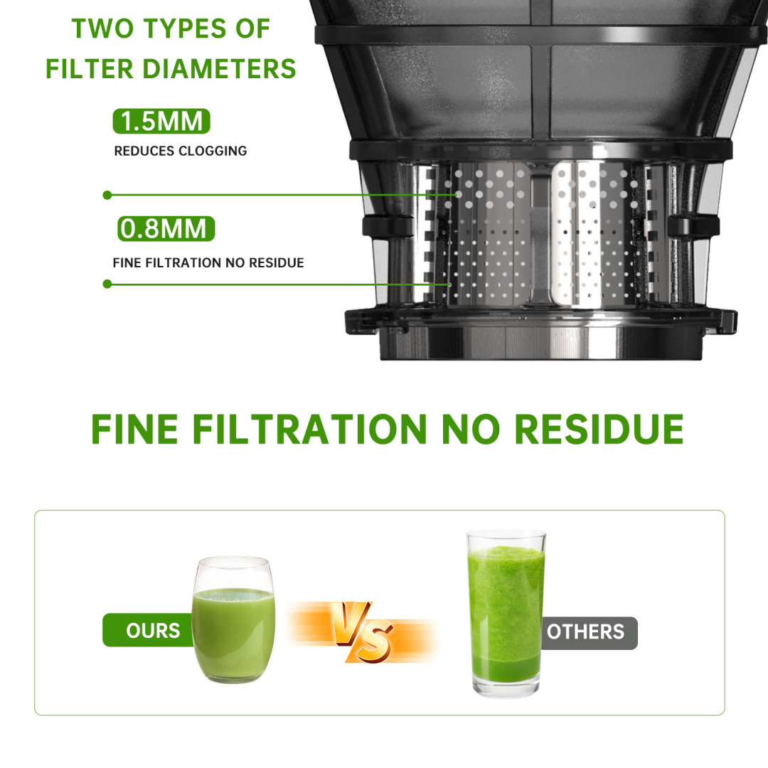 Cold Press Juicer with Wide Feeding Trough - Black