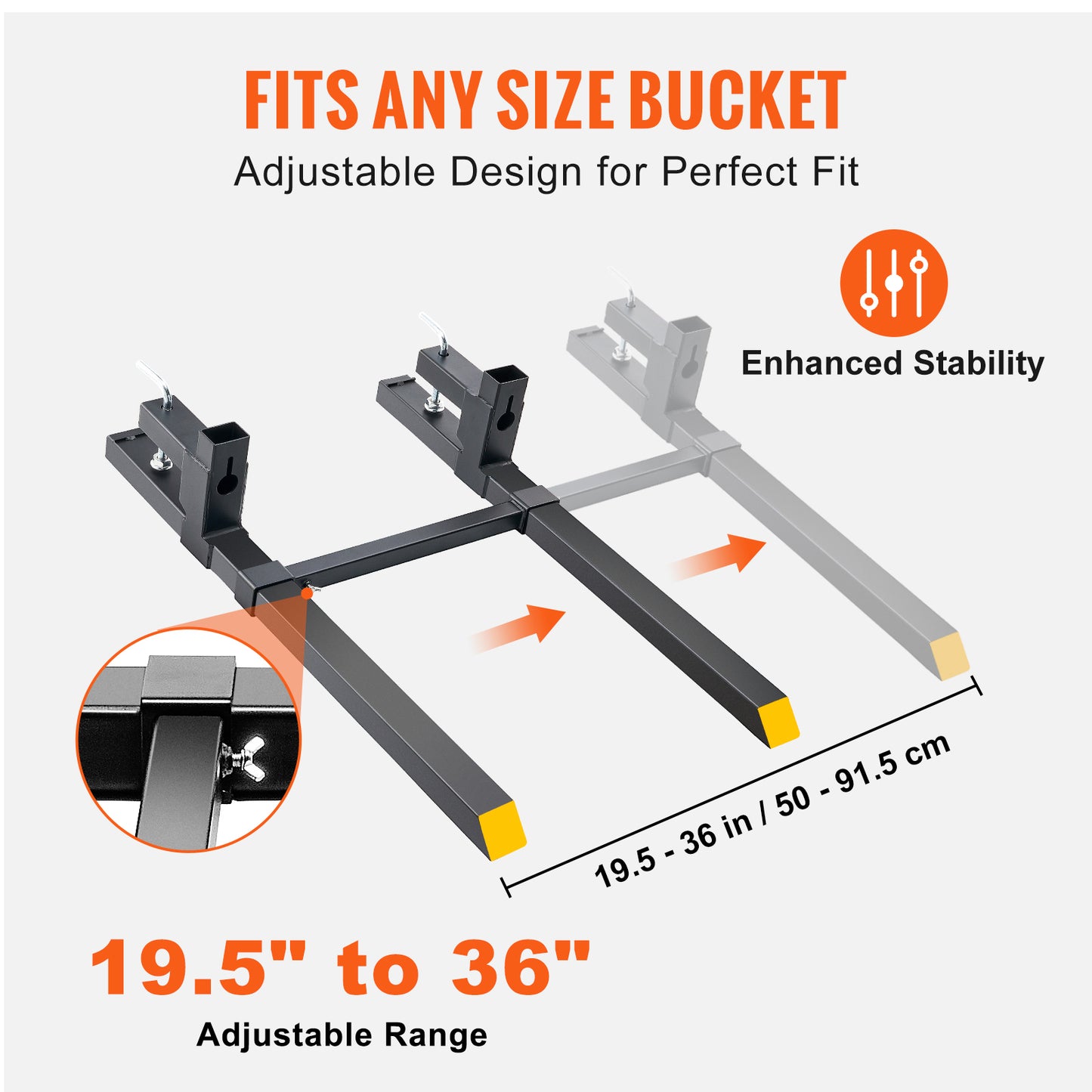 Heavy Duty Pallet Forks for Tractor & Loader - 2000 Lb Capacity, 43 Inch Length