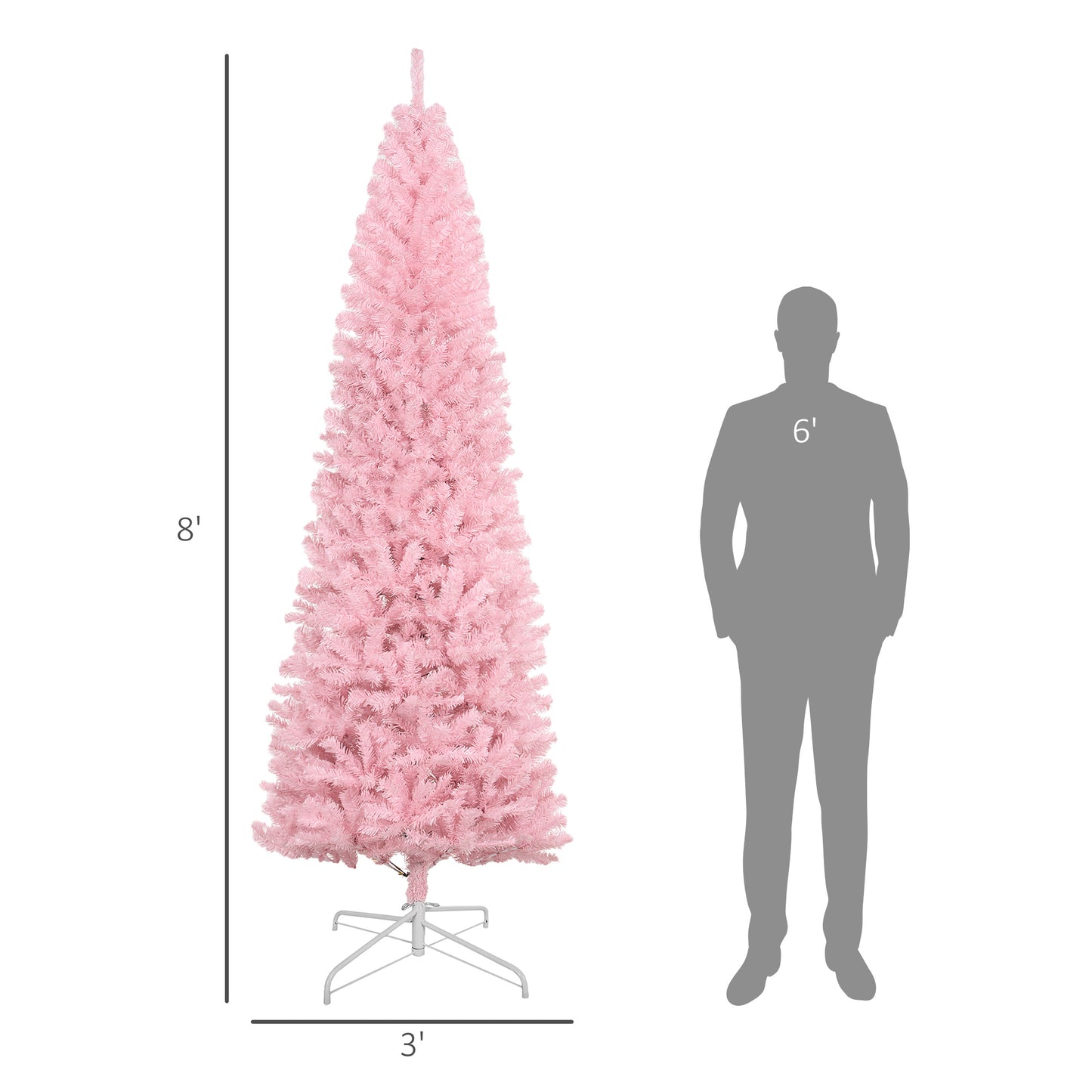 8-Foot Pink Artificial Christmas Tree with 1168 Realistic Branch Tips