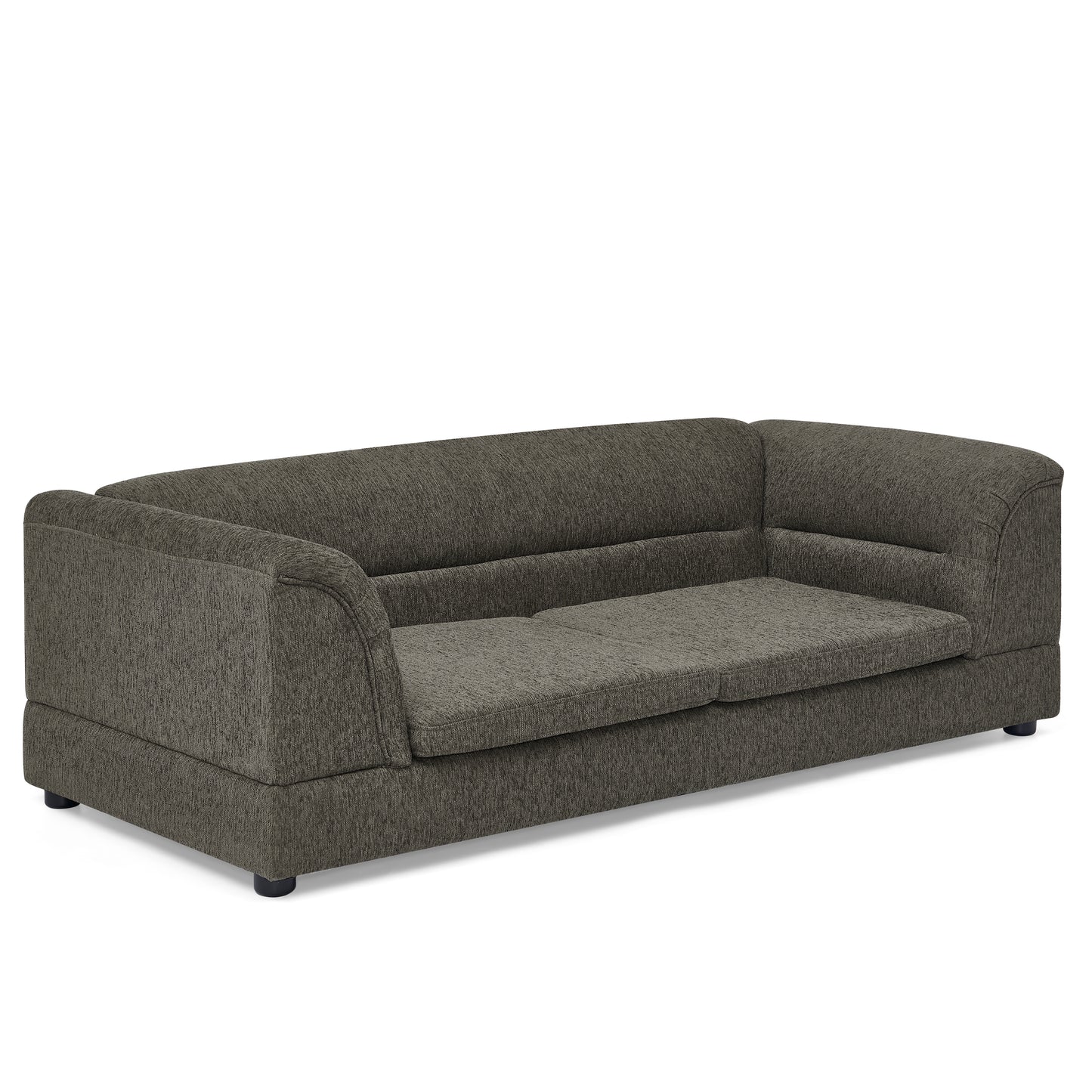 Oversized Dog Sofa Bed with Linen Fabric & Curved Armrest - Dark Gray