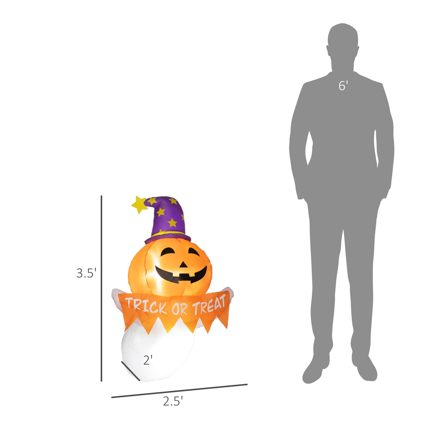 Inflatable Halloween Ghost Window Sticker with LED Lights - Orange