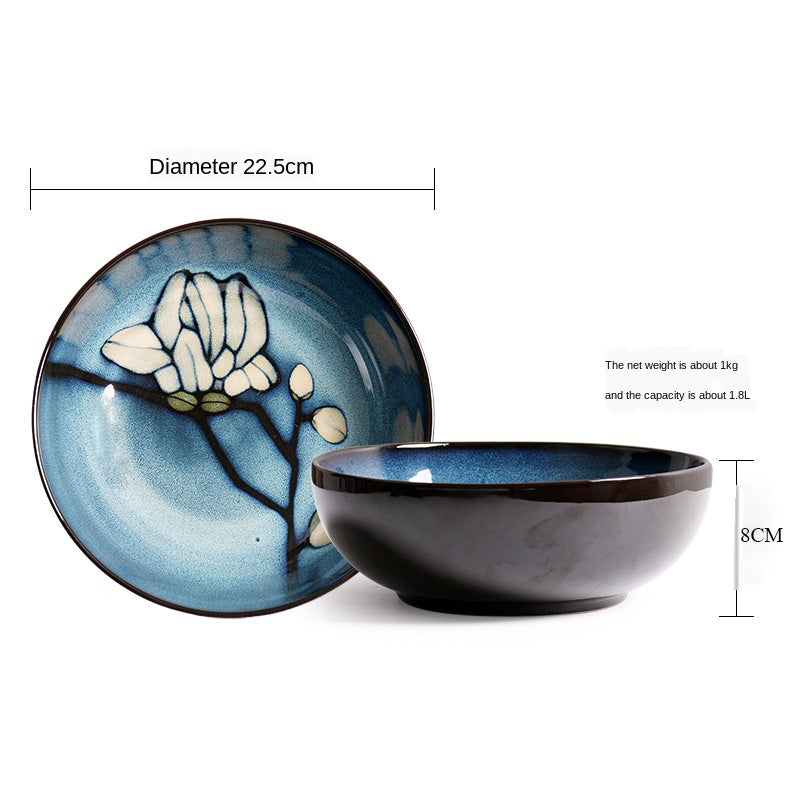 Hand-Painted Ceramic Bowls and Plates - Creative Under-glaze Dinnerware Set