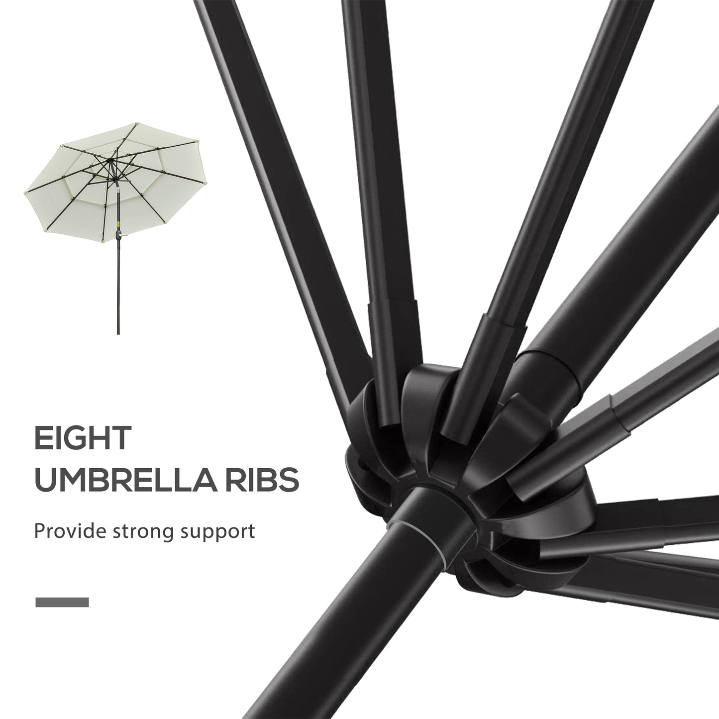 9ft 3-Tier Market Patio Umbrella with Crank & Tilt - Beige