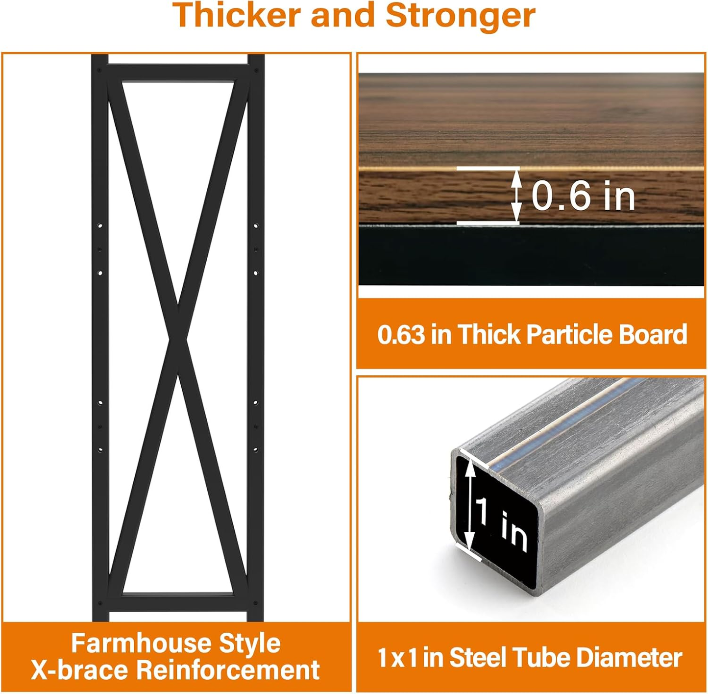 Black 56.3-Inch Metal & Wood Kitchen Storage Rack with 4 Adjustable Shelves