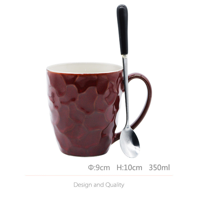 Large Capacity Ceramic Cup with Lid and Spoon - Retro Kitchen Accessory