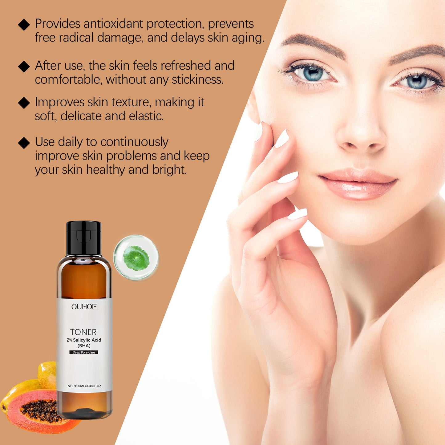 Salicylic Acid Pore Care Toner - Exfoliating Facial Skin Refiner 100ml
