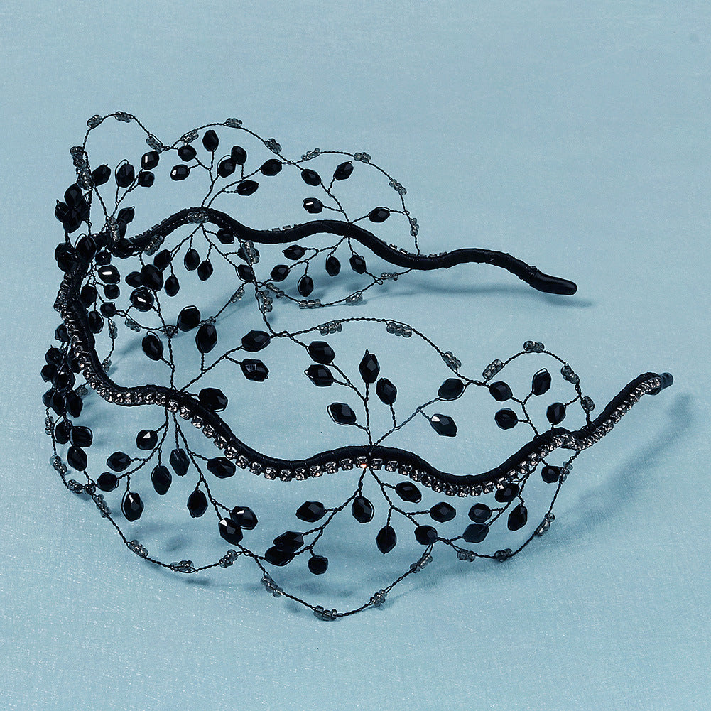 Crystal Beaded Bridal Tiara - Black