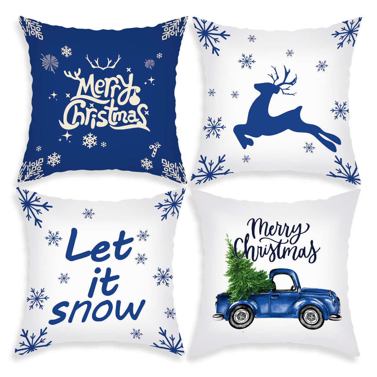 Holiday Cartoon Santa Claus Elk Pillow Cover 45x45cm Sofa Cushion Decor
