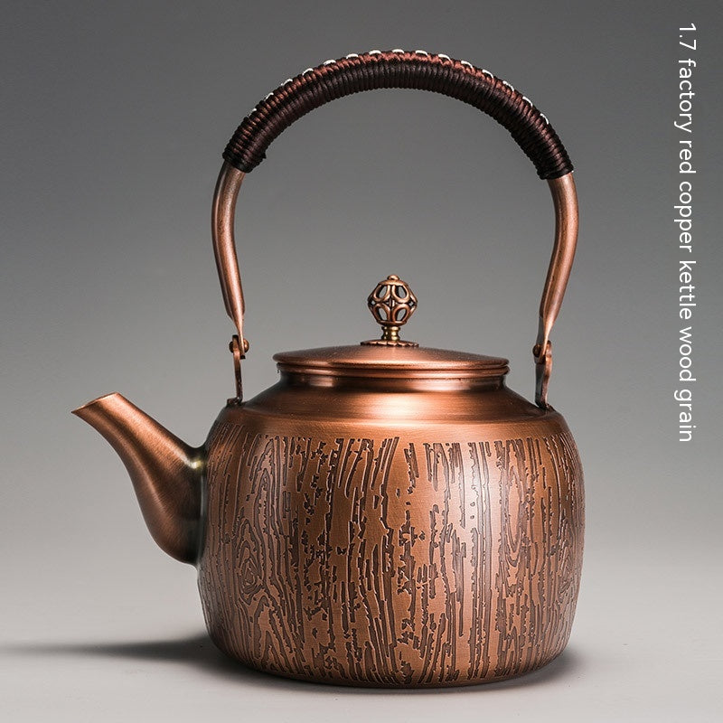Copper Tea Brewing Pot with Manual Mechanism Antique Style Kitchen Water Kettle