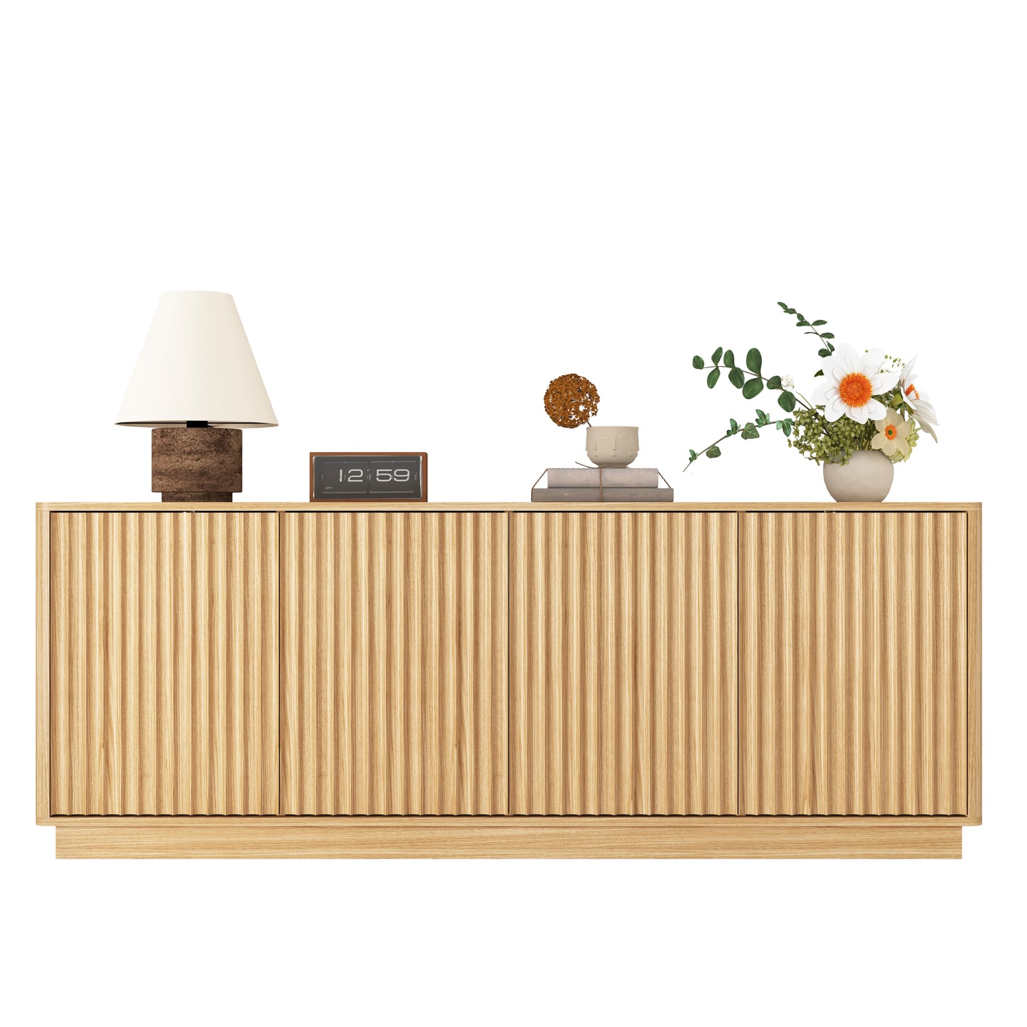 Natural Buffet Cabinet with Storage - 62.99" Sideboard & Shelves
