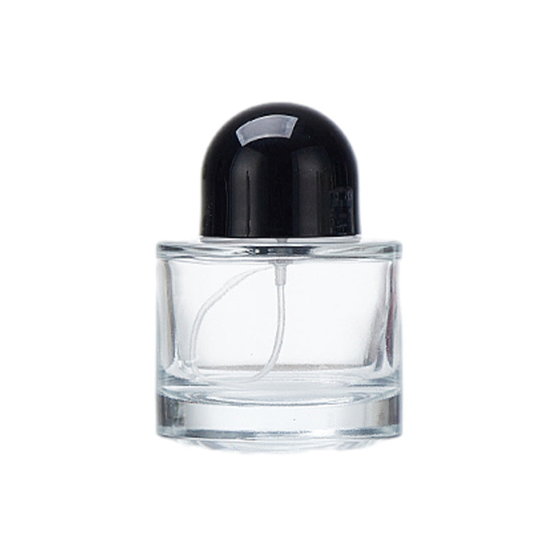 Short Cylindrical Glass Perfume Spray Bottles - 30ml, 50ml, 100ml Transparent