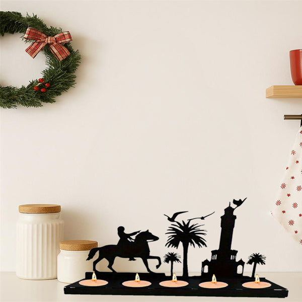 Modern Antler Candle Holders Set - Rustic Wooden Decor