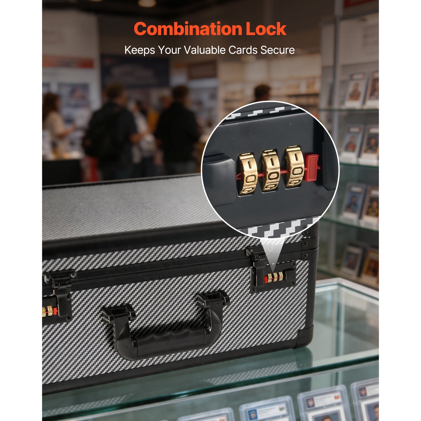 Trading Card Storage Box with Lock, Holds 130+ Cards, 4 Row PSA BGS SGC Deck Organizer