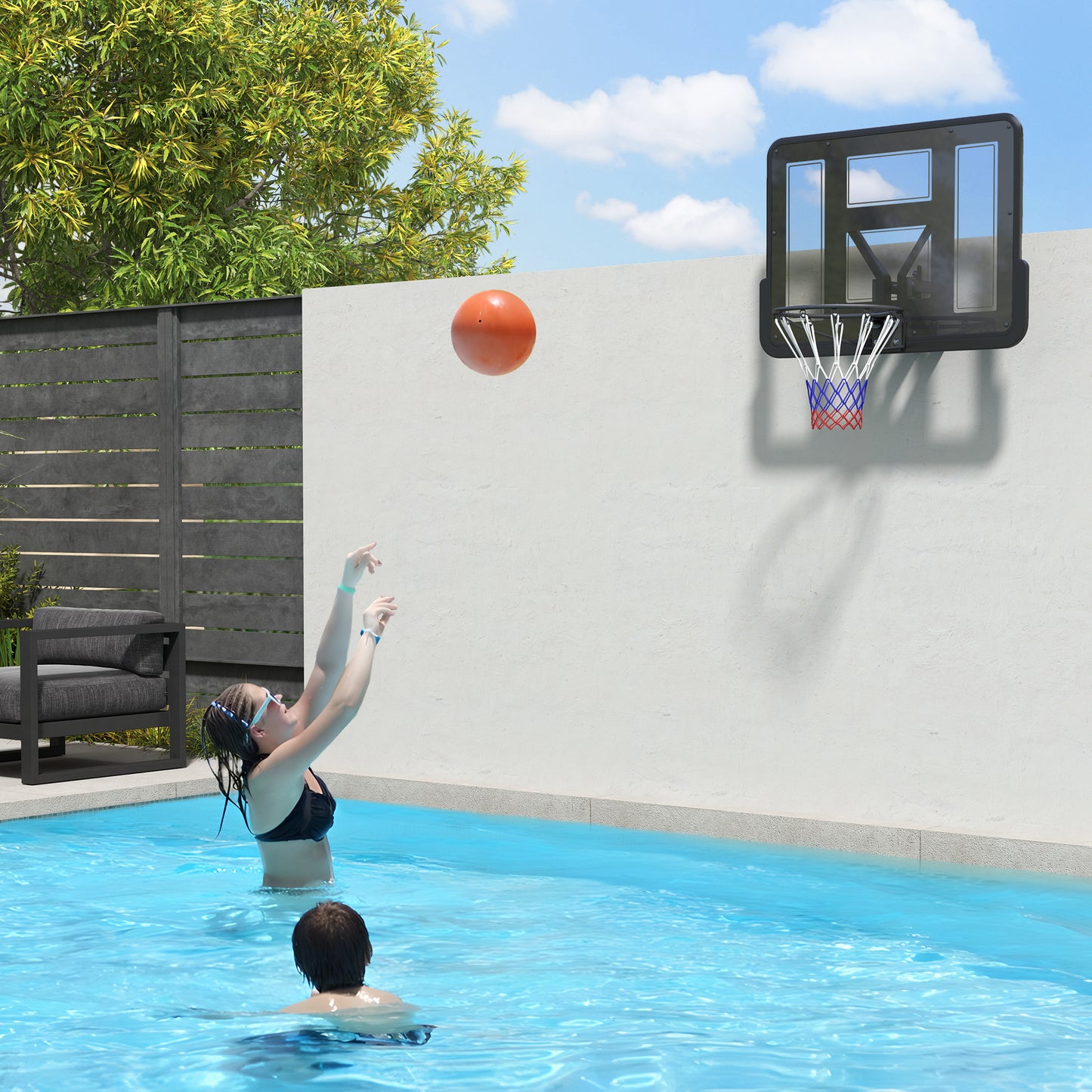 Wall Mounted Basketball Hoop with 43" Shatter Resistant Backboard - Black