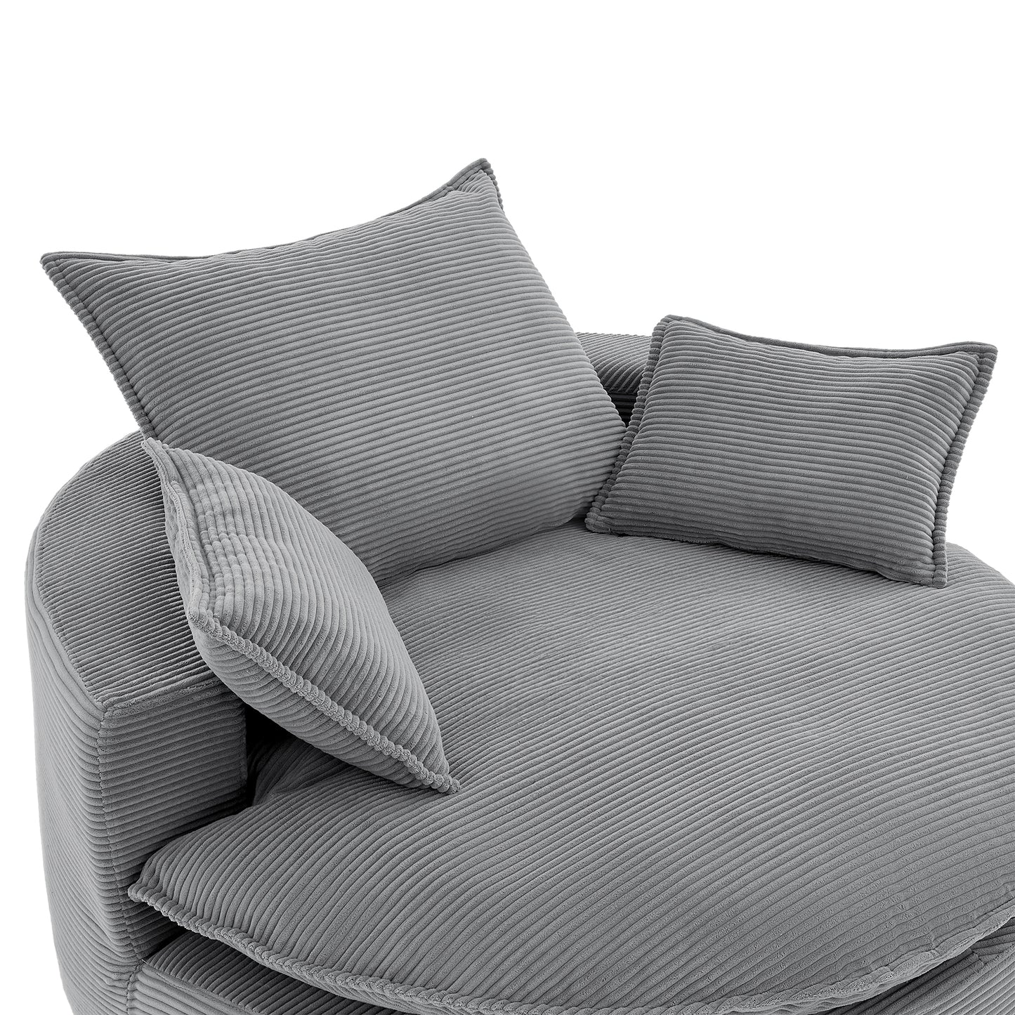 360° Swivel Barrel Chair with Dual-Layer Cushion - Grey