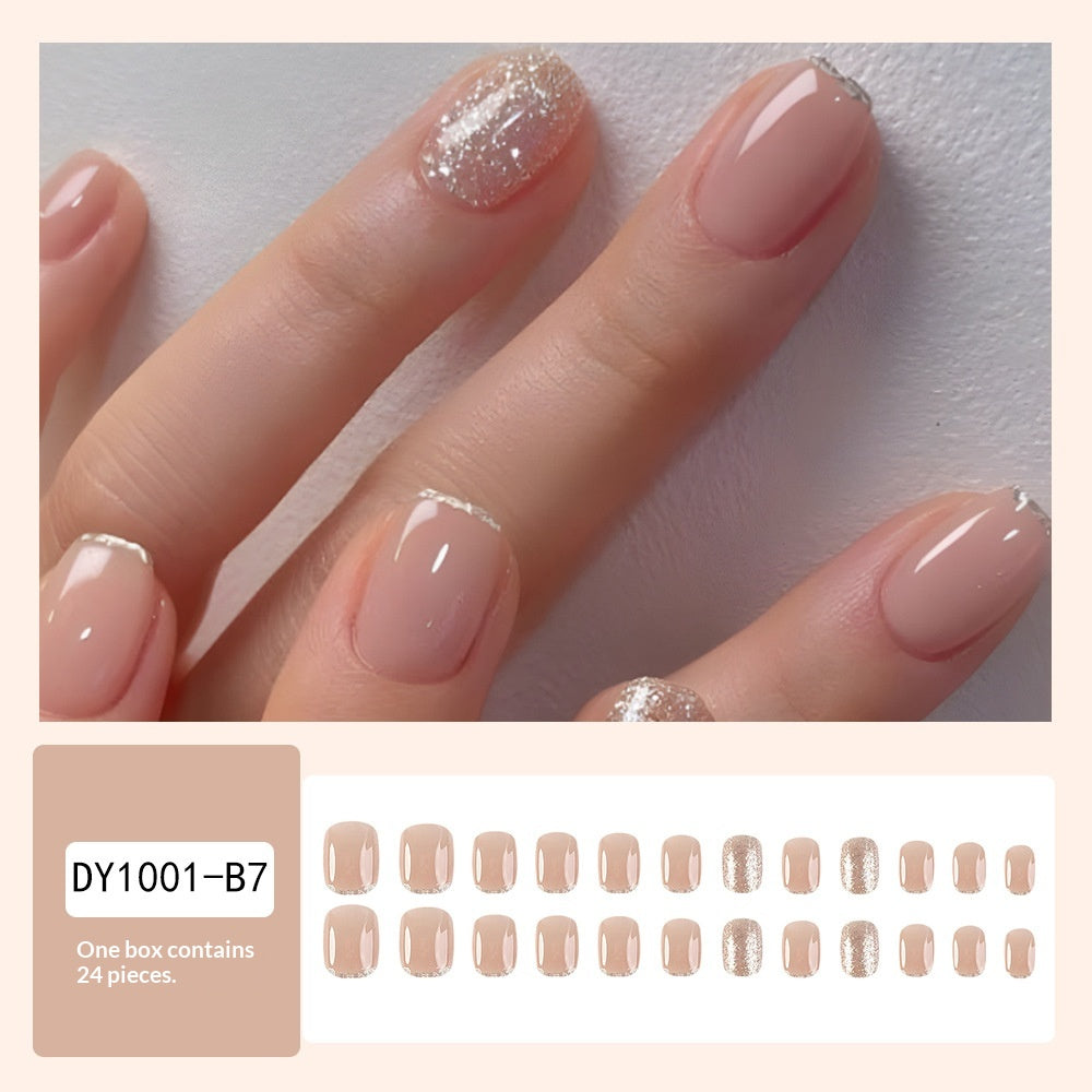 24-Piece Velvet Glitter Nail Art Kit for Party & Daily Wear - Long-Press Design