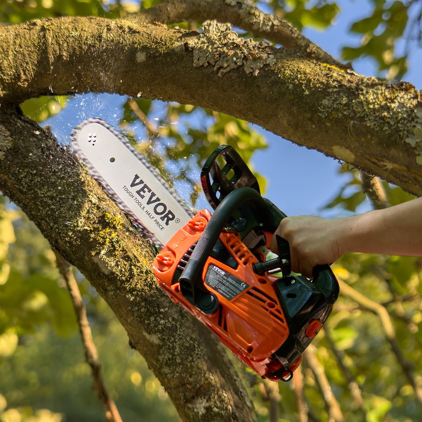 Gasoline Chainsaw 12-Inch 25.4CC Power Wood Cutting Tool - Multicolor