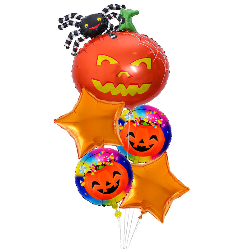 Halloween Themed Aluminum Film Balloons - 5-Piece Set for Parties & Decorations