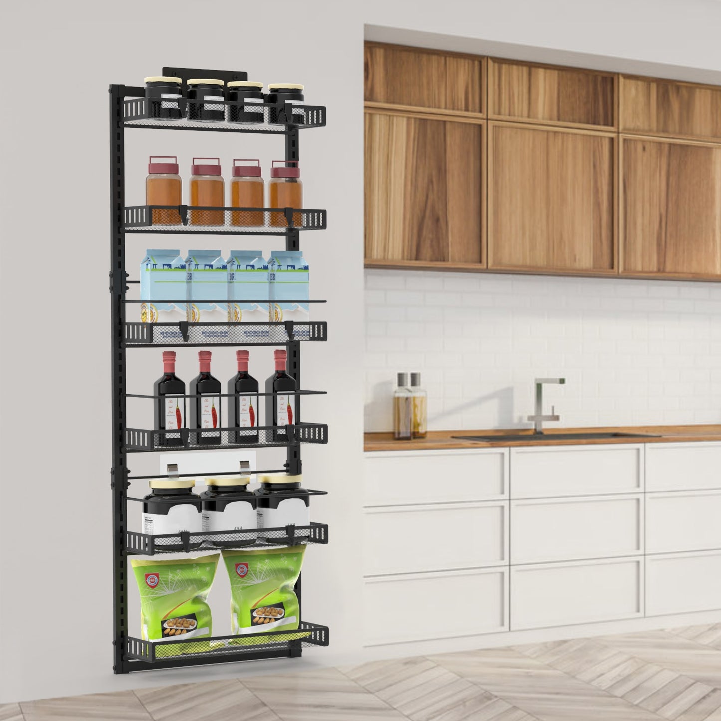 Black-White Options -- 1Pc Over The Door Pantry Organizer 6-Tier