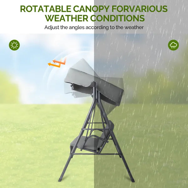 Dark Gray Canopy Swing Set with Cushion - 250kg Capacity