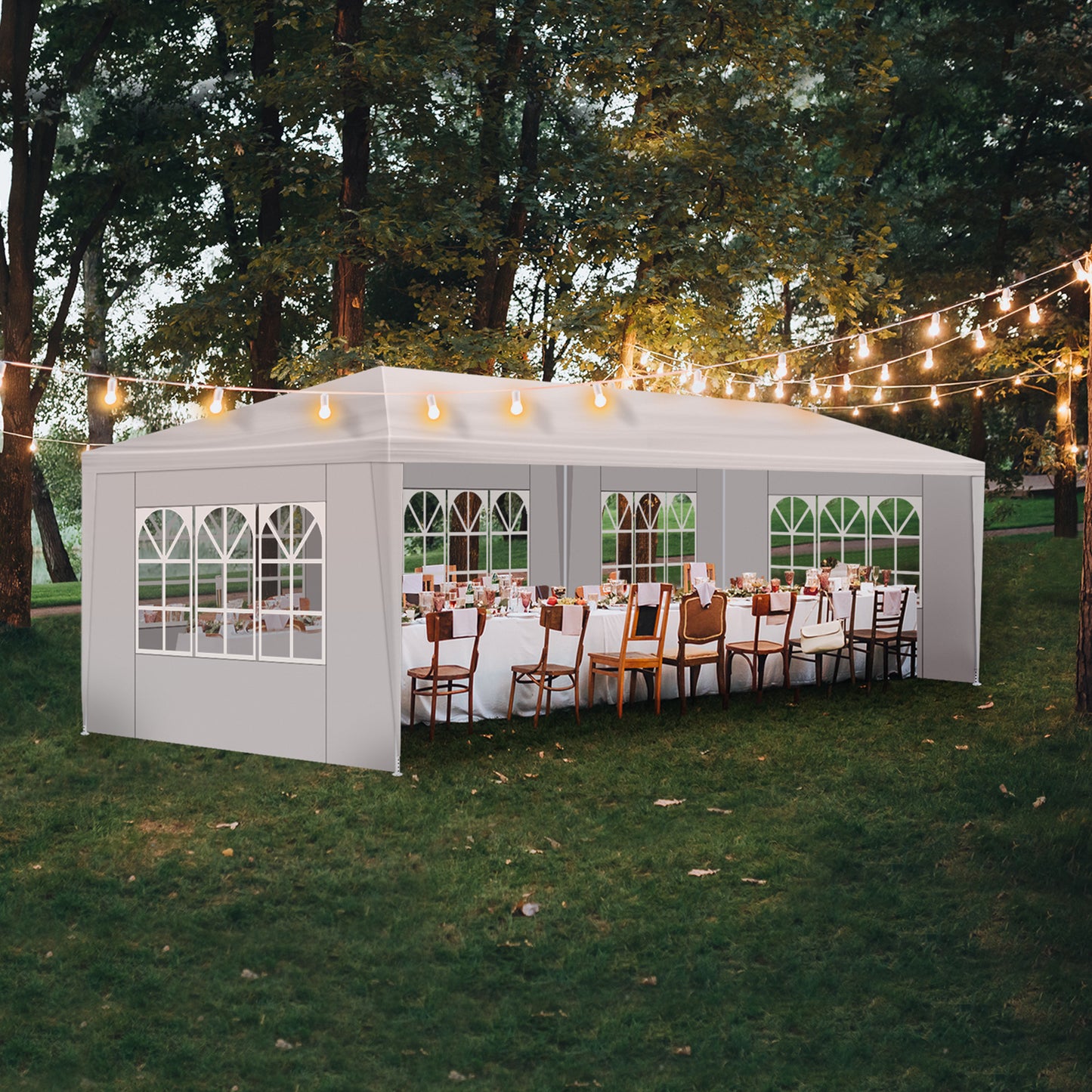 10x30ft White Party Tent with 5 Sidewalls - Waterproof Canopy