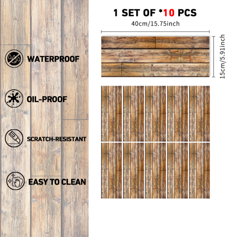 Wood Grain Waterproof Self-Adhesive Floor Stickers - 40pcs