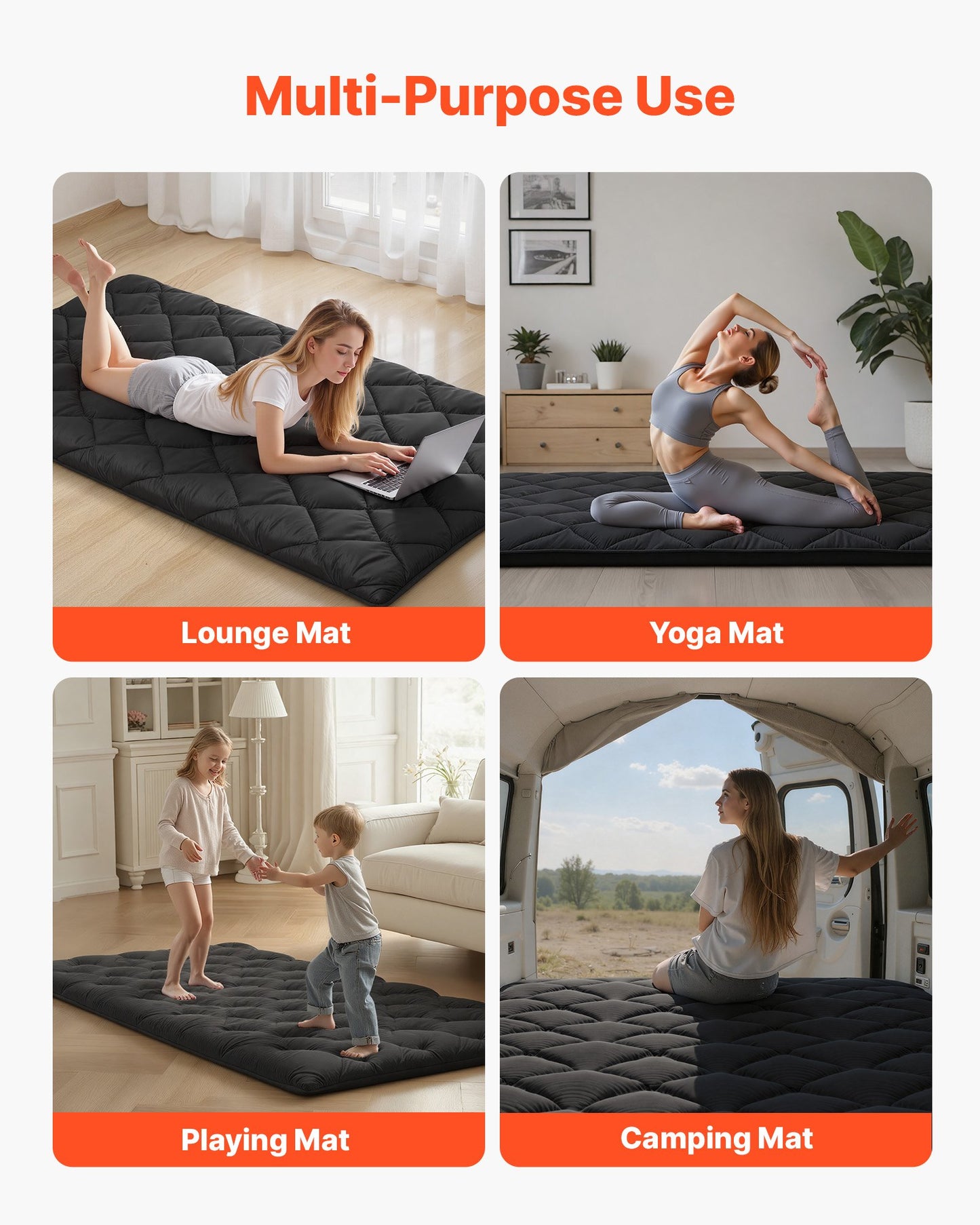 Foldable Japanese Tatami Mattress Twin Size with Storage Bag - 9-Layer Support, Yoga & Meditation Floor Mat