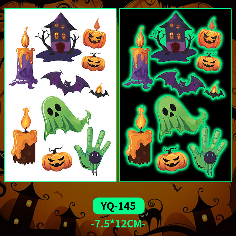 Glow-in-the-Dark Colorful Tattoo Stickers for Halloween & Parties