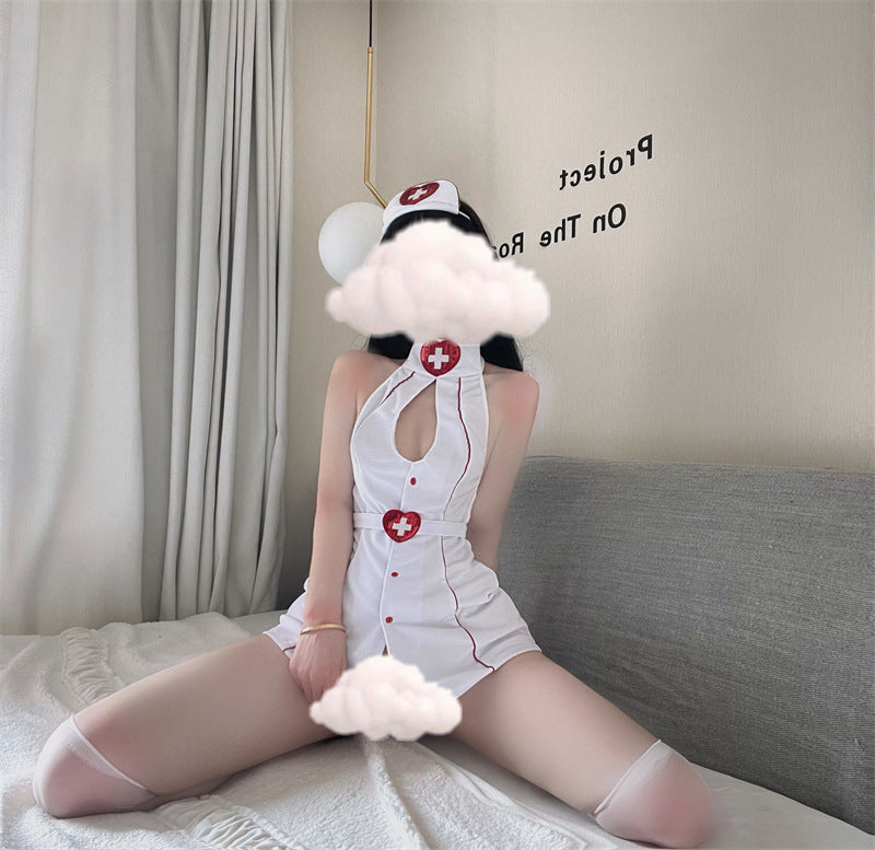 Women's Nurse One-Piece Hosiery Set - Minimalist Fashion Uniform