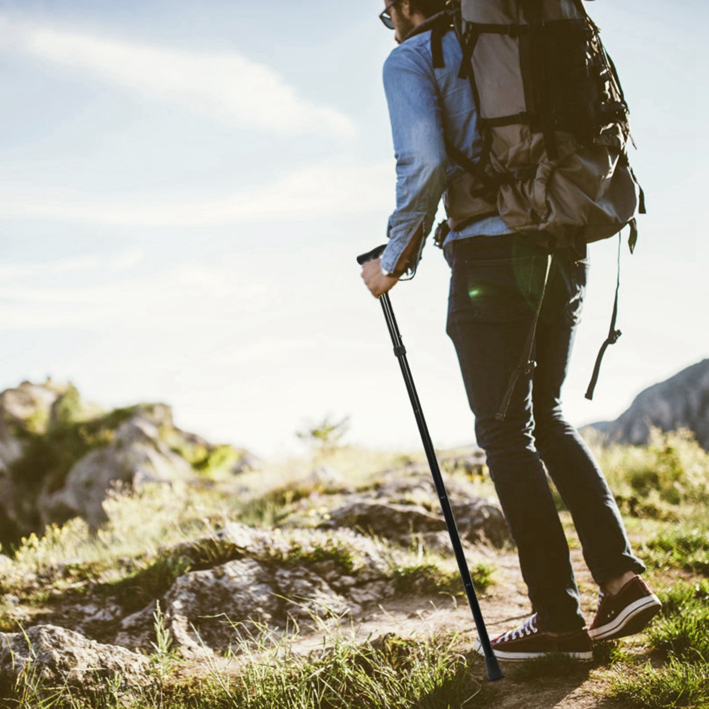 Adjustable Folding Walking Cane - Lightweight Aluminum Alloy