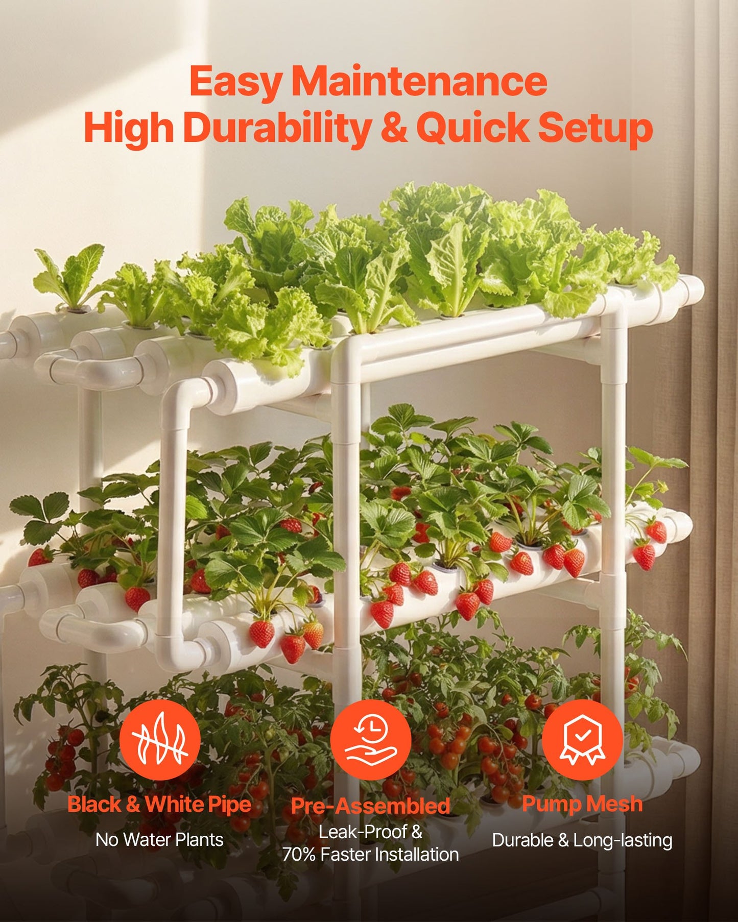 Hydroponic Growing System Kit with 3 Tiers and Timer - Indoor Vegetable and Herb Garden