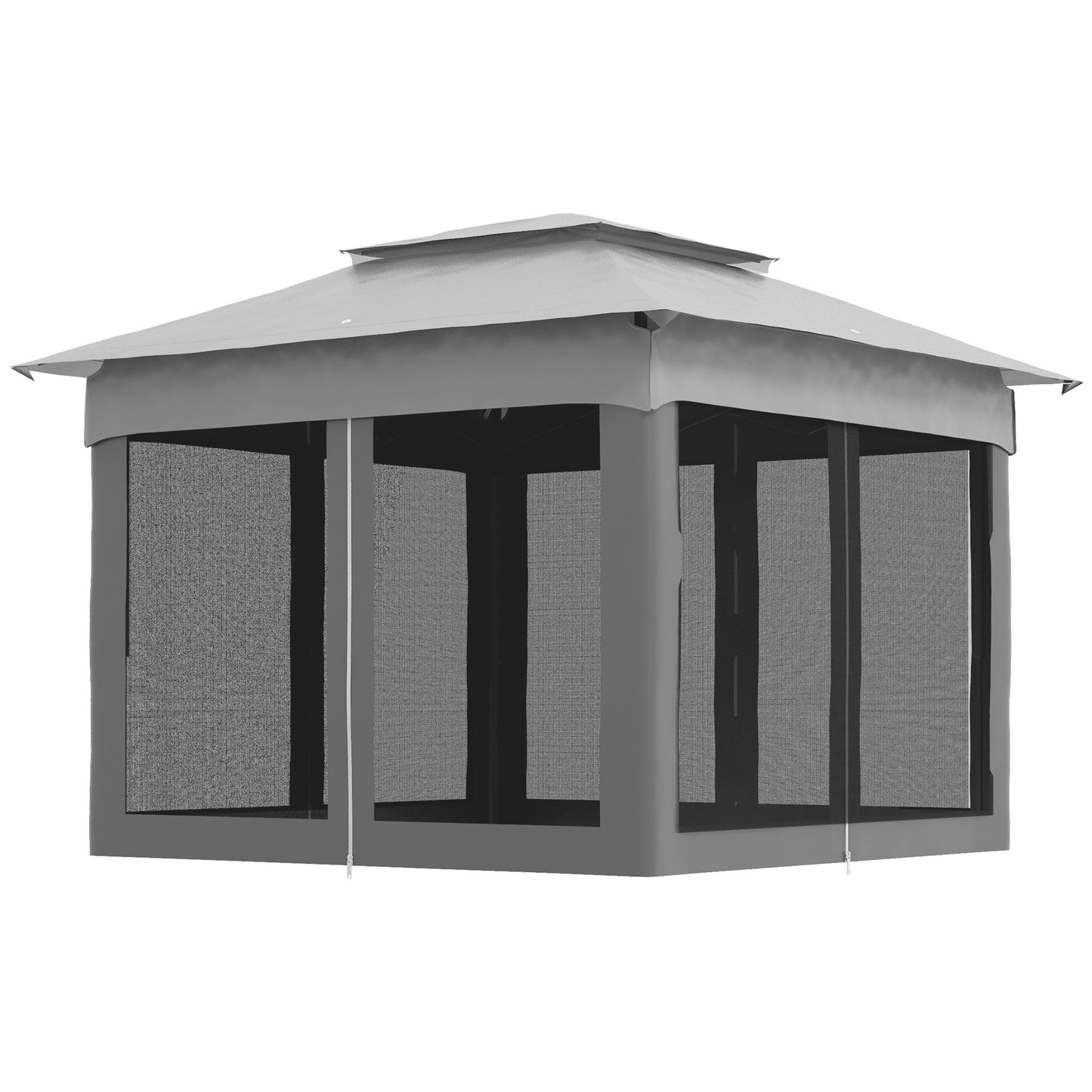 11x11 Portable Outdoor Patio Canopy with Mesh Privacy Netting