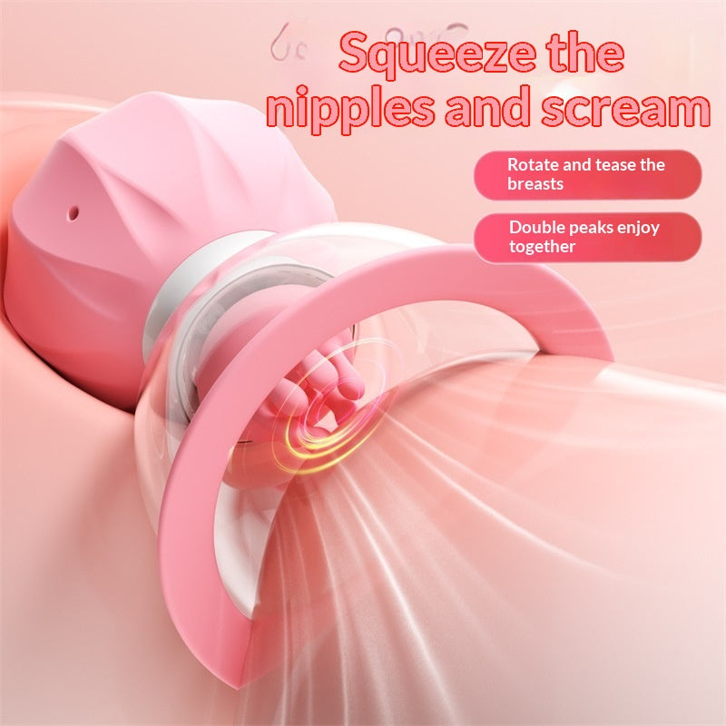 Electric Nipple Massager for Women - Pink Silicone Breast Device with Replacement Heads