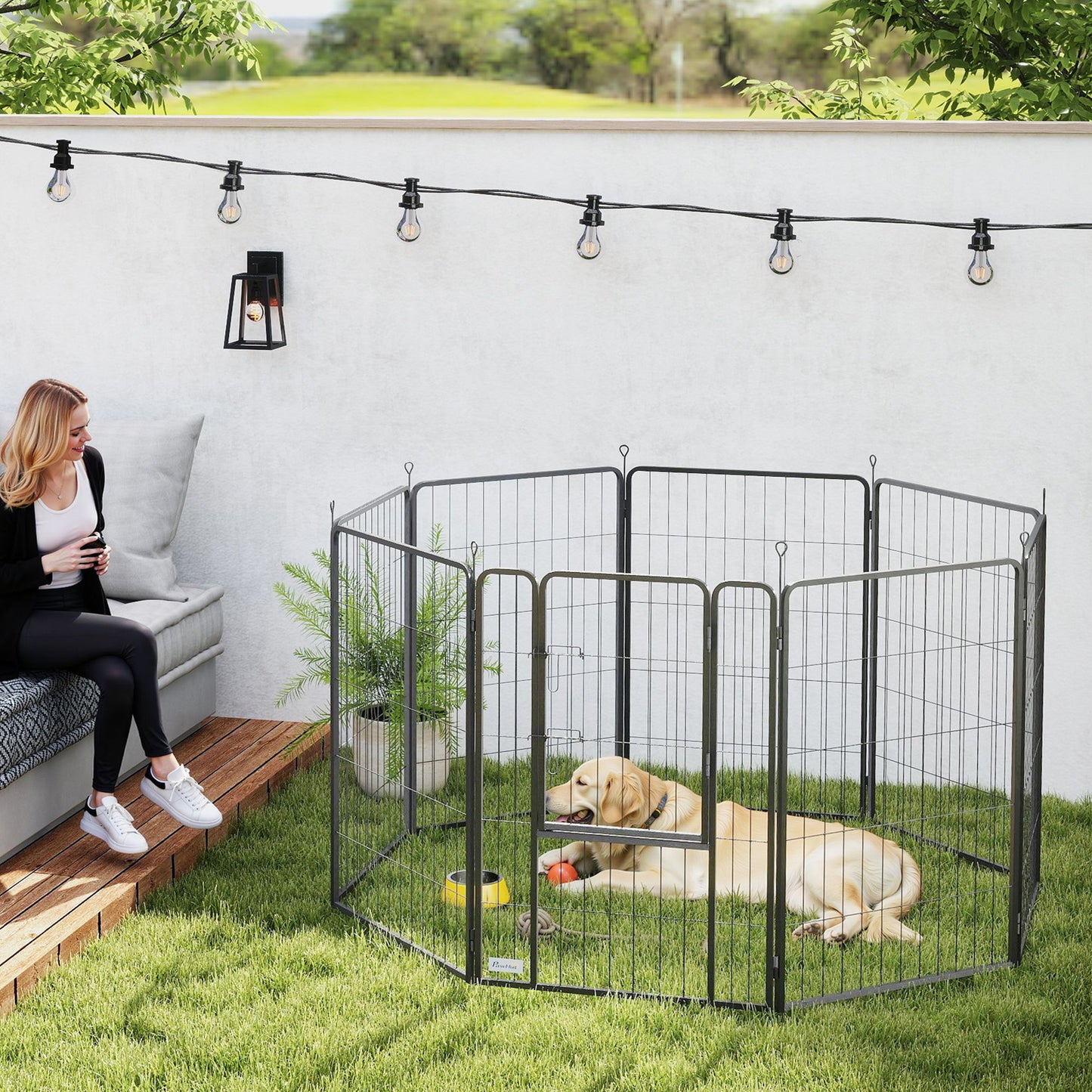 Heavy Duty 39 Inch Dog Exercise Pen - 8 Panel Metal Pet Fence for Medium Large Dogs, Black