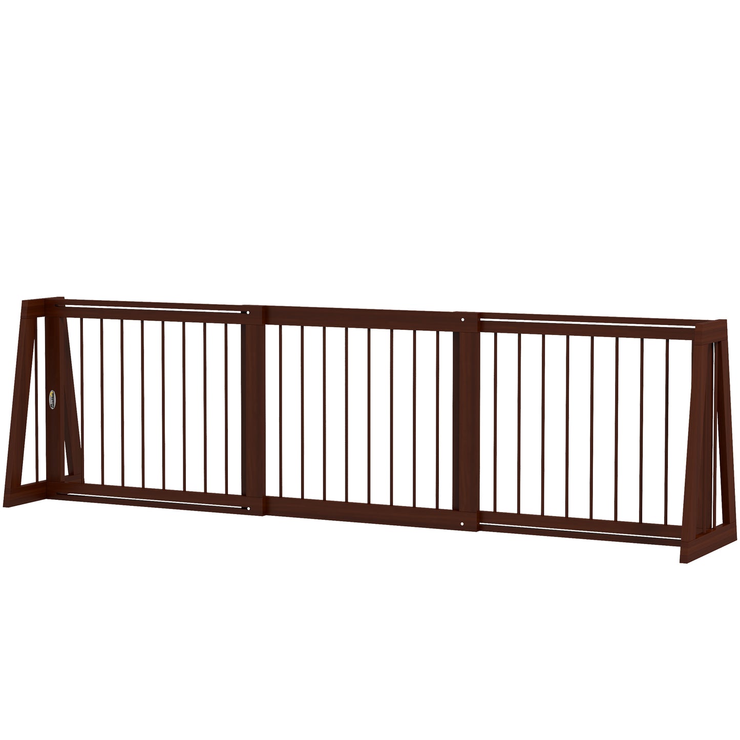 Adjustable Freestanding Wooden Pet Gate 28-75 Inches with Non-Slip Mats - Brown