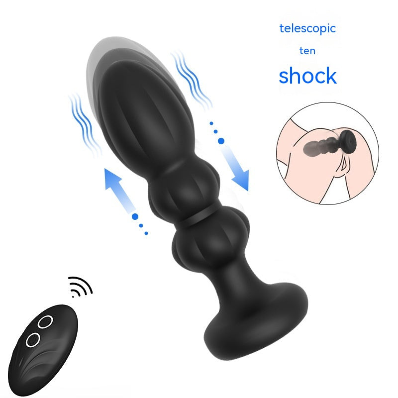 Wireless Remote Control Telescopic Vibrator Toy - Black, Waterproof