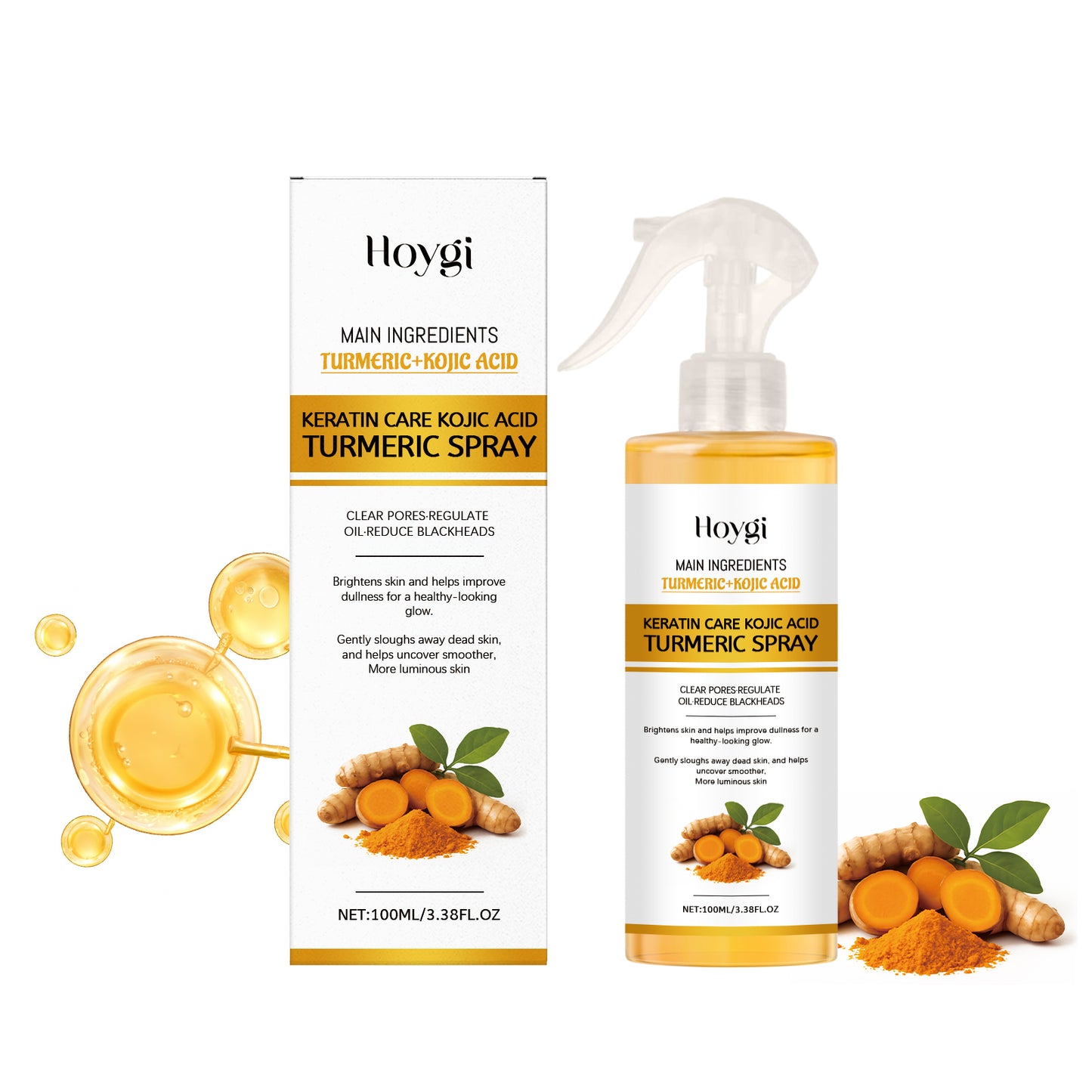 Kojic Acid Turmeric Exfoliating Face Spray - 100ml Brightening Skin Care