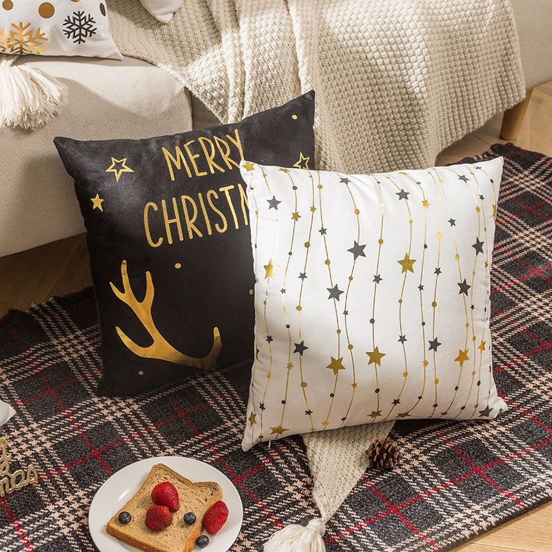 Christmas Pillow Cover Nordic Gilding Letters 45x45cm Holiday Decor